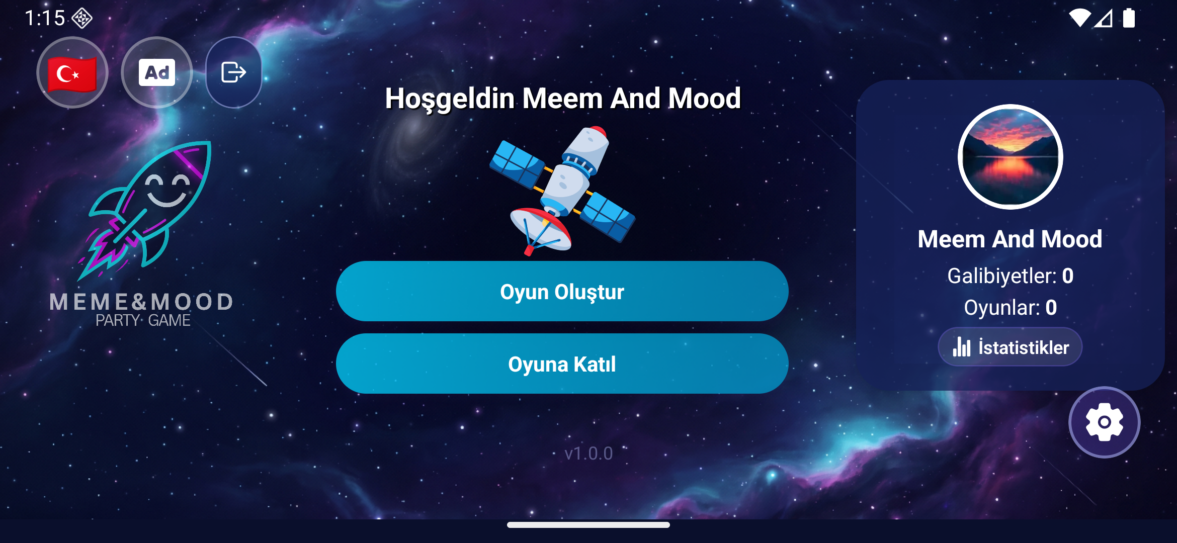 Meem and Mood mobile app screen